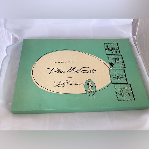 New Old Stock Lady Christina 4 Placemats and Napkins brown and white - Picture 3 of 7